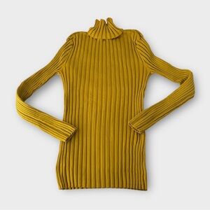 Ribbed Mock Neck Sweater - Mustard